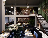 1000 North will feature a floating staircase connecting the downsairs dining room with the walnut-lined second-floor lounges.