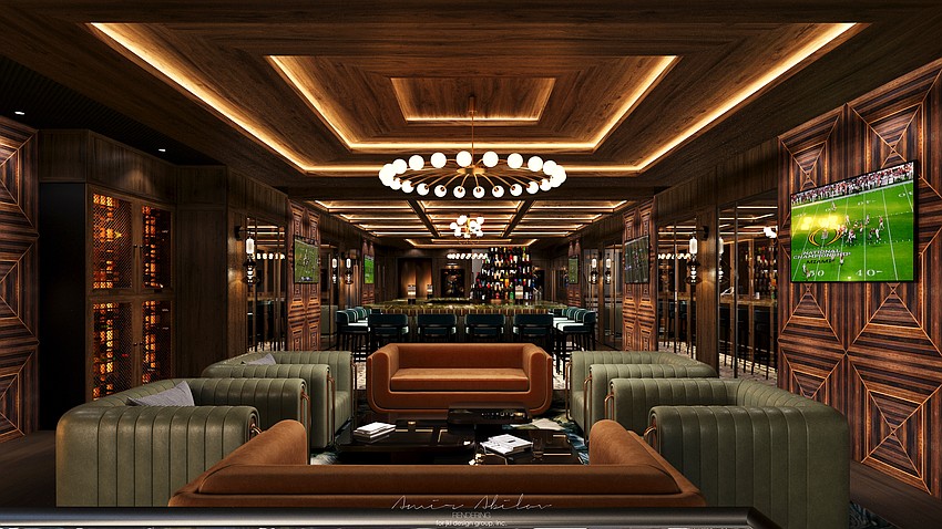A rendering of the second-floor lounge of 1000 North.