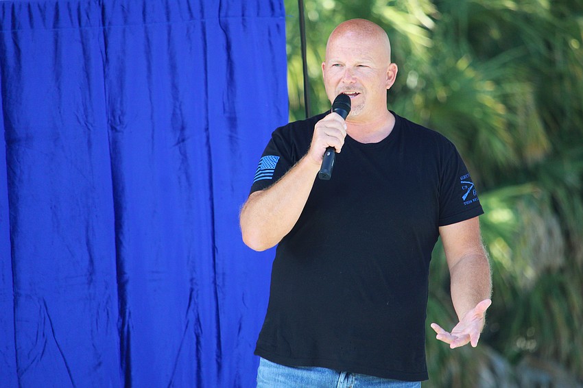 Eric Wilder, a last-minute addition to the Comedy Night roster, touches on his 22 years of military service during his set.