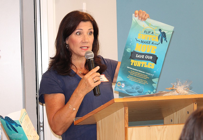 Longboat Key Turtle Watch's Renée Dillon highlights how Longboat Key Garden Club grant funding helps amplify the educational campaign to turn off lights visible from the island's beaches during turtle nesting season.