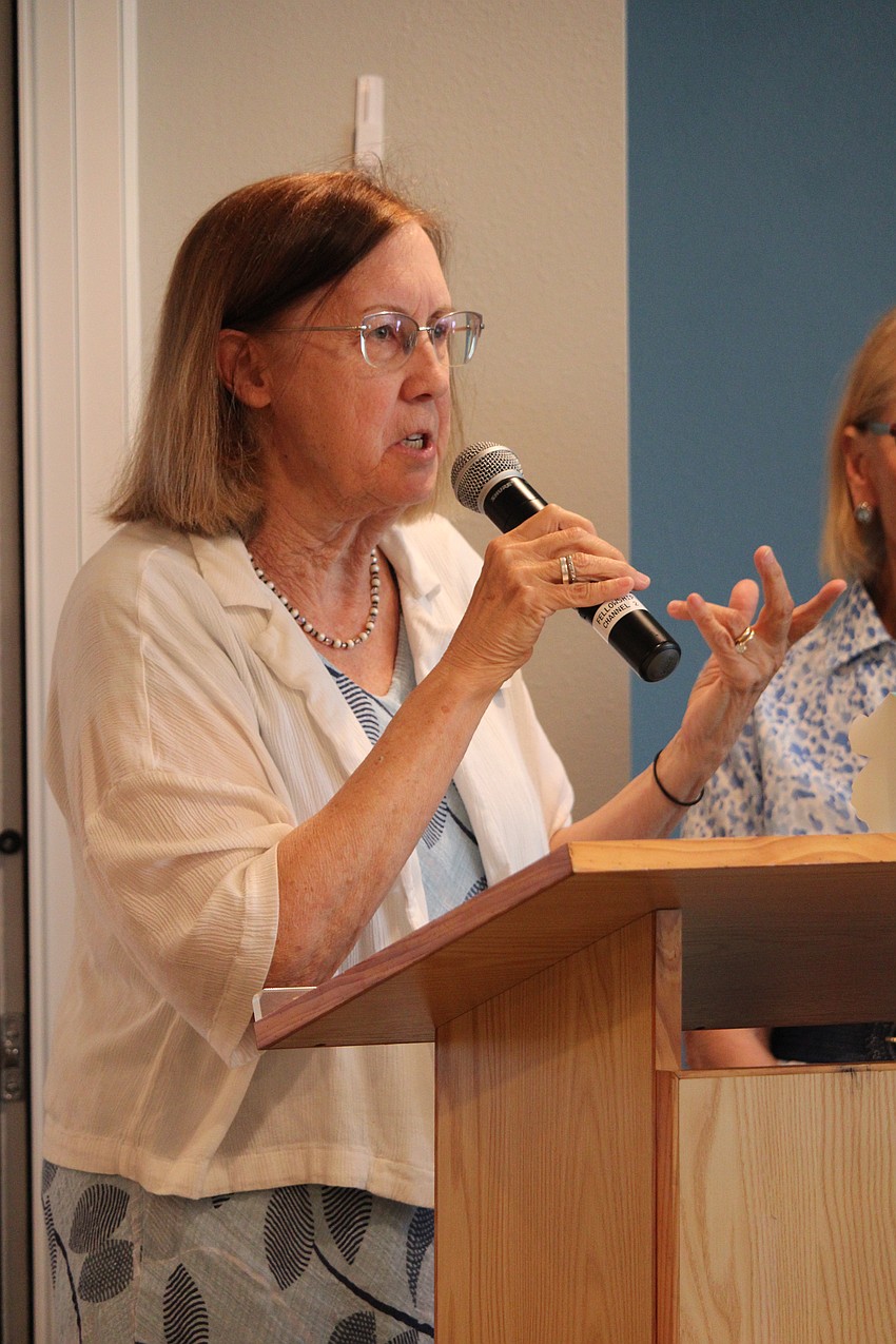 Cindy Rogers, board president of the Cortez Village Historical Society, explains how vital grant funding is for the continued post-hurricane rebuilding.