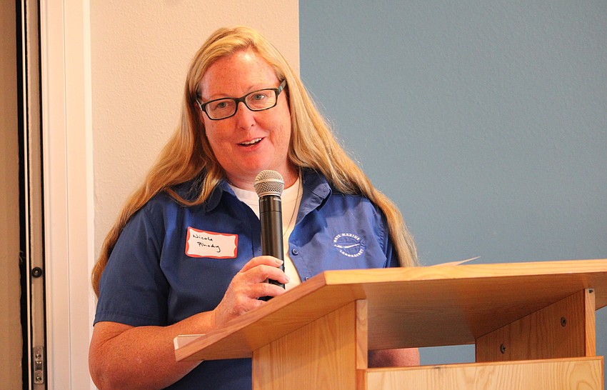 Dr. Nicole Rhody, senior scientist and program manager with Mote Marine's Marine & Freshwater Aquaculture Research Program, explains how the Longboat Key Garden Club grant will allow experts to add two schools to its aquaponics in the classroom program.