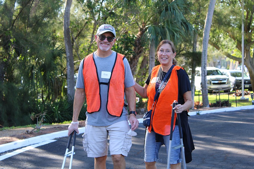Fred and Melissa Kleiman, new residents on Longboat Key, said they were happy to lend a hand at the clean-up.