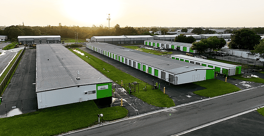 Four buildings comprise the Stor Self Storage complex.