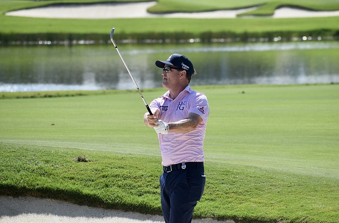 Zach Johnson hits a sand shot during the Senior PGA Championship, which last week, became the first senior major golf tournament contested in Lakewood Ranch.