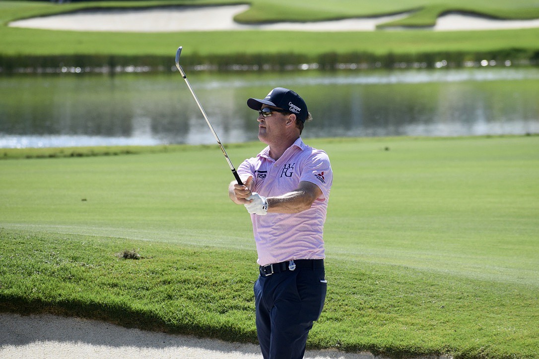 Zach Johnson hits a sand shot during the Senior PGA Championship, which last week, became the first senior major golf tournament contested in Lakewood Ranch.