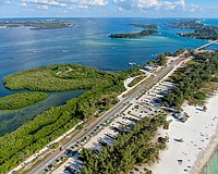 An aerial view of Coquina Beach.
