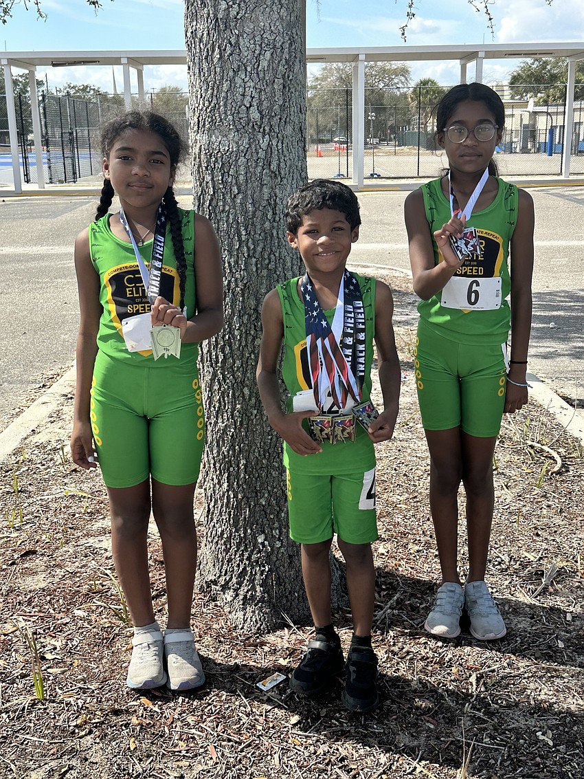 Siblings Aria, Shawn and Alaya Crawford work to push one another in their track-and-field journeys. All three had their first meet in February and already have tallied in first-place finishes.