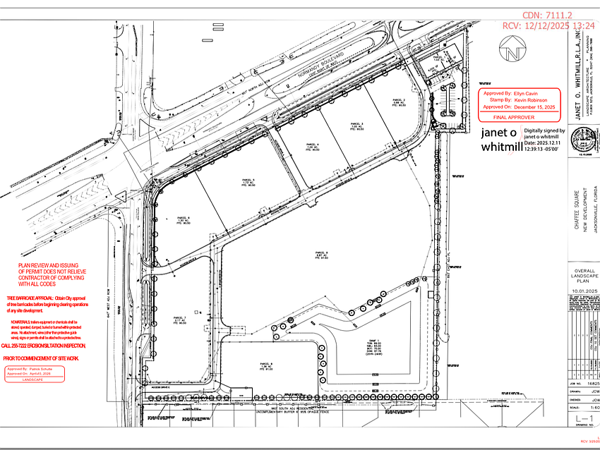 The overall landscape plan was included with the site-work permit issued April 21 for Chaffee Square.
