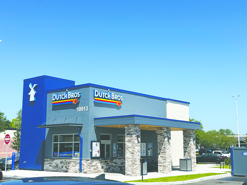 The Dutch Bros Coffee kiosk at 10913 Baymeadows Road. The chain offers cold brew, chai, hot coffees, energy drinks, teas, lemonades, smoothies and its signature Dutch sodas. It also sells some food items.
