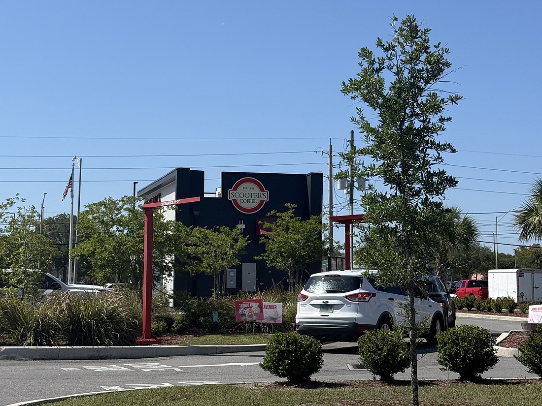 Coffee-oriented quick service restaurants like Scooter’s Coffee are proliferating in Northeast Florida due to such factors as demographic trends and relatively low building and operating costs. The Scooter’s shown here is at 13759 Beach Blvd.