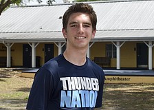 Paxton Hermann, who specializes in the pole vault, has been a standout sophomore for the Thunder.