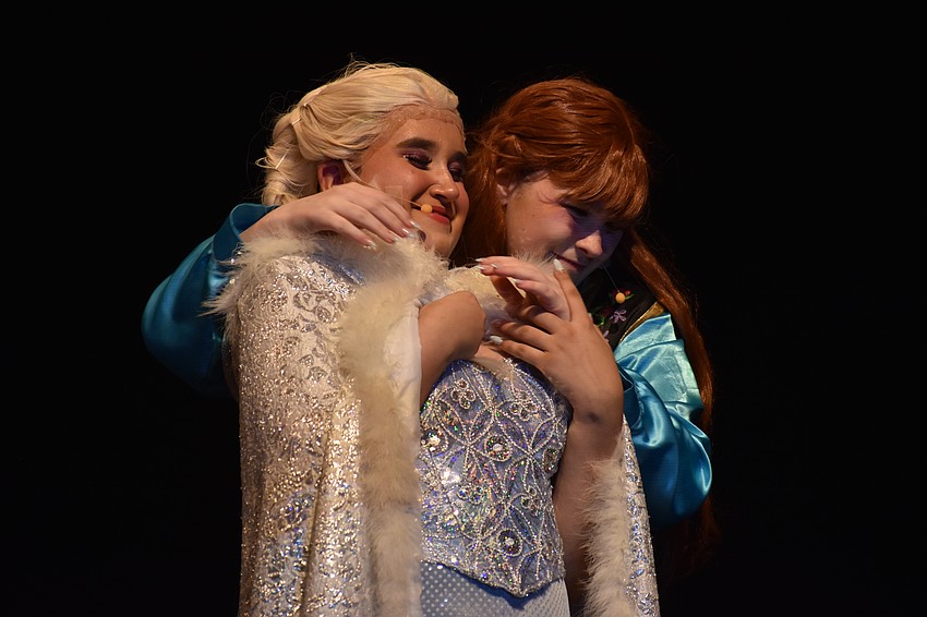 Seniors Emma Mandzik and Skylah Siegel play Elsa and Anna in the Lakewood Ranch High School production of 