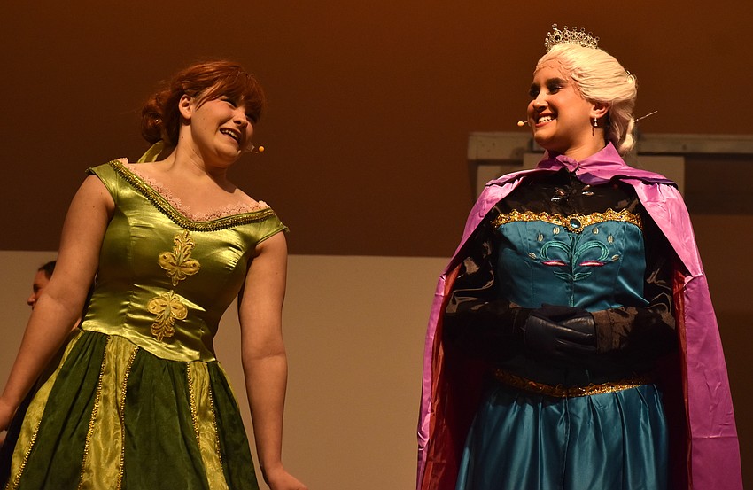 Lakewood Ranch High School seniors Skylah Siegel and Emma Mandzik play Anna and Elsa in their school production of 