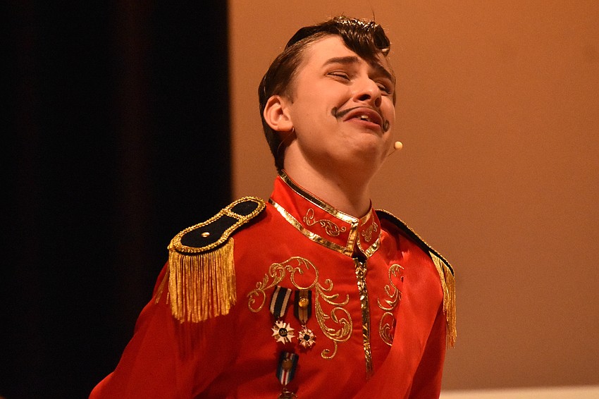 Noah Gross, a freshman at Lakewood Ranch High School, plays the Duke of Weselton in 