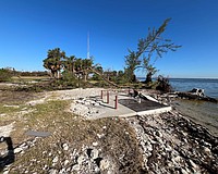 Damage to the shoreline of Ken Thompson Park at City Island following the 2024 hurricane season.