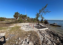 Damage to the shoreline of Ken Thompson Park at City Island following the 2024 hurricane season.