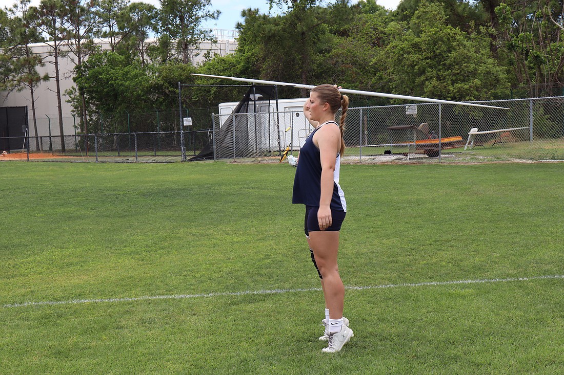 Morgan Flournoy broke Foundation Academy's school record in the javelin throw.