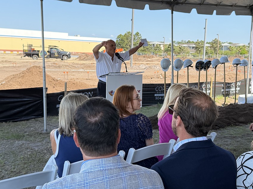 Sleiman Enterprises President Toney Sleiman thanked company associates attending the ceremonial groundbreaking for Harris Teeter in the Atlantic North shopping center.