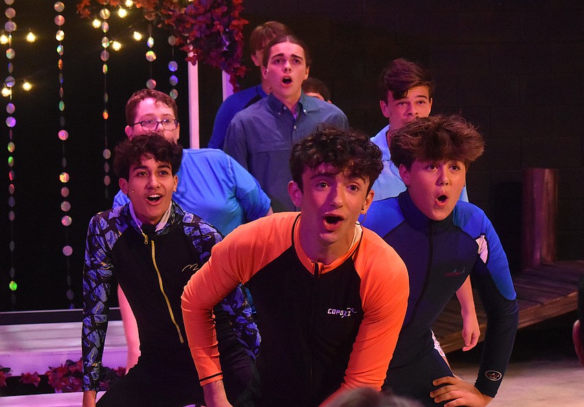 Caleb Rodriguez, Zachary Papper and Dillon O'Callaghan perform in The Out-of-Door Academy production of 