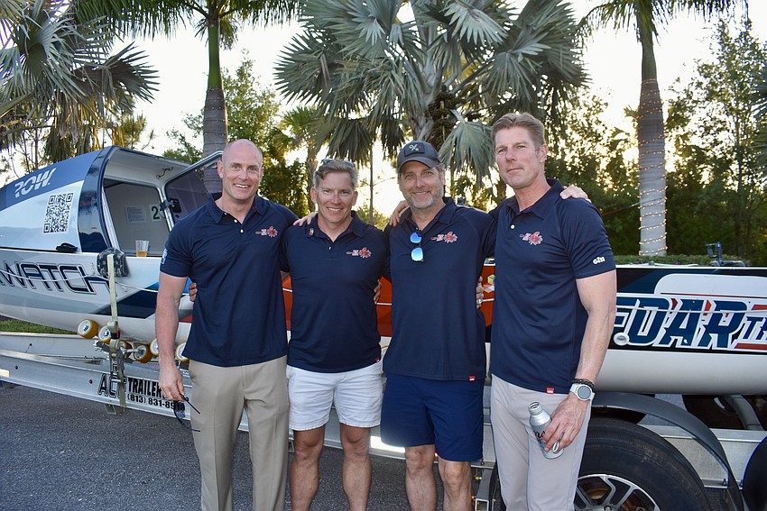 The crew of Foar the Brave visit River Strand April 24. From left to right: Steve Robinson, Ian Pienik, Joe Leach and John Pallasch.