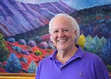 Sarasota William Kelley has traveled the world to create his rainbow-hued paintings.