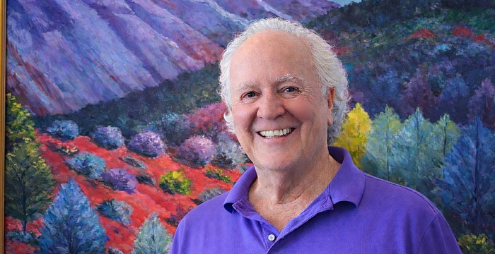 Sarasota William Kelley has traveled the world to create his rainbow-hued paintings.