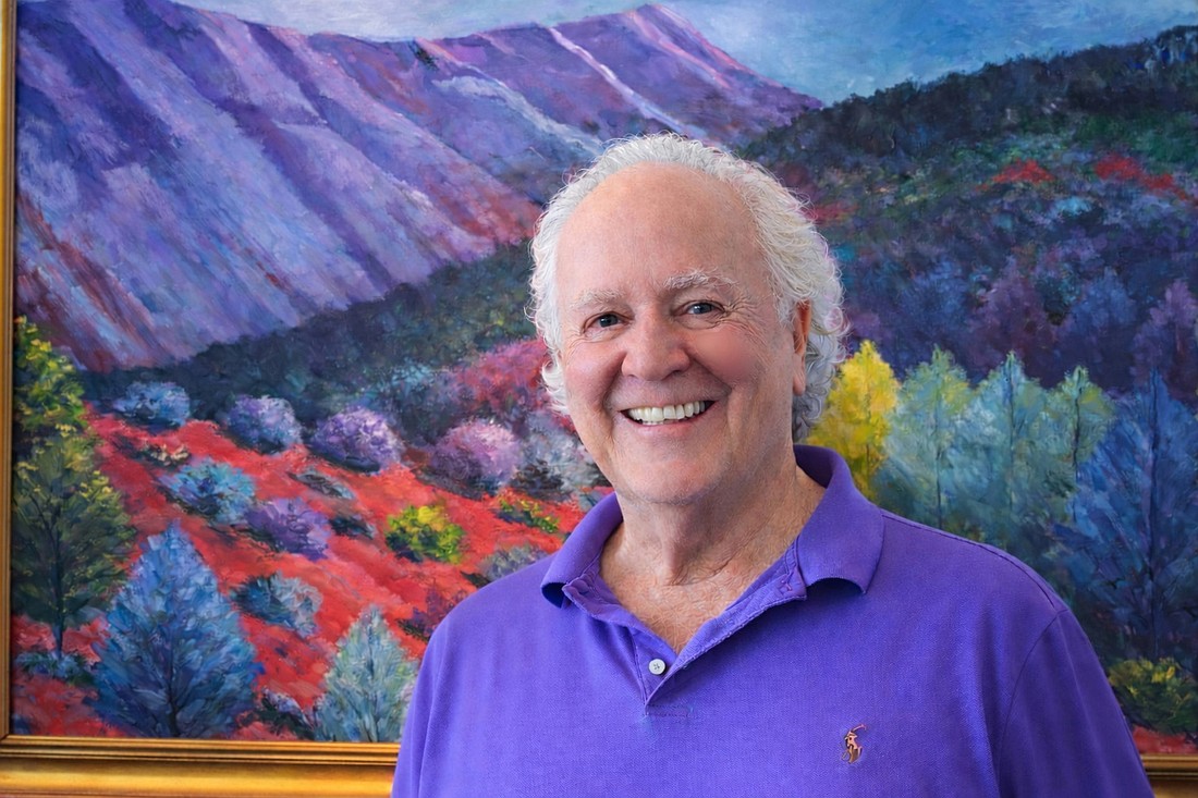 Sarasota William Kelley has traveled the world to create his rainbow-hued paintings.