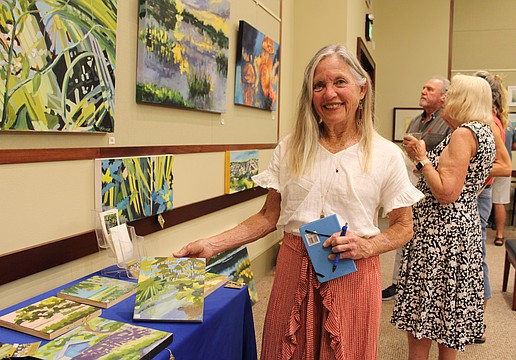 Artist Cheryl Moody, who participated in Artists in the Garden earlier this month, joins the local creators showcasing their work at the 10th annual artists' reception and exhibition at Longboat's Town Hall on April 23. The display of works by the featured artists will be up and open for purchases until June.