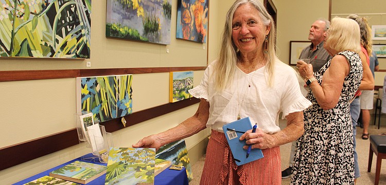 Artist Cheryl Moody, who participated in Artists in the Garden earlier this month, joins the local creators showcasing their work at the 10th annual artists' reception and exhibition at Longboat's Town Hall on April 23. The display of works by the featured artists will be up and open for purchases until June.