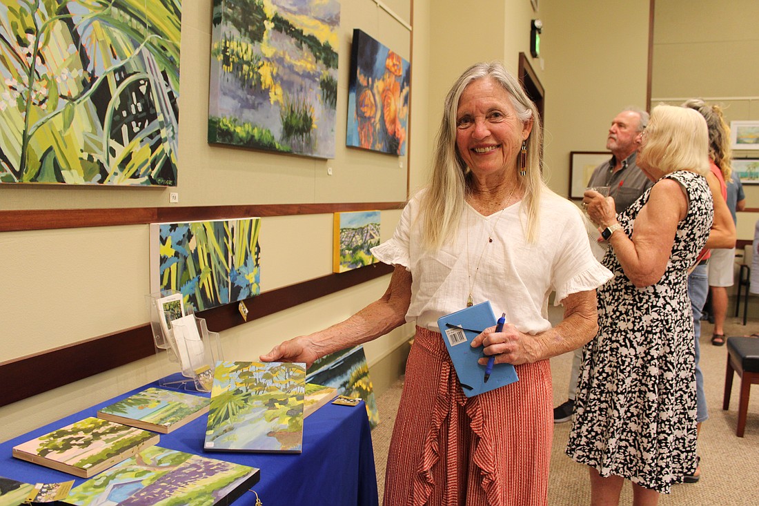 Artist Cheryl Moody, who participated in Artists in the Garden earlier this month, joins the local creators showcasing their work at the 10th annual artists' reception and exhibition at Longboat's Town Hall on April 23. The display of works by the featured artists will be up and open for purchases until June.