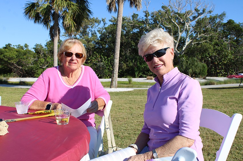 Margaret Lachmann and Linda Weber show their support for the Longboat Key Garden Club at this year's Dinner and a Movie.