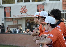 Sarasota baseball players watch from their dugout during the FHSAA Class 7A-Region 2 quarterfinal April 24 against Plant City. Despite holding the No. 2 seed, the Sailors went one-and-done in the regional tournament.