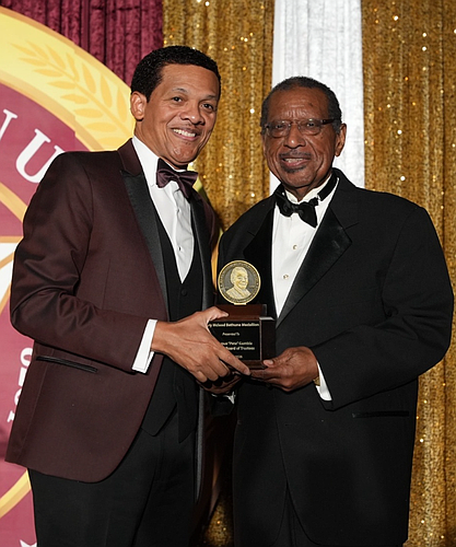 Dr. Albert D. Mosley and Chairman Joyours "Pete" Gamble. Photo courtesy of Bethune-Cookman University