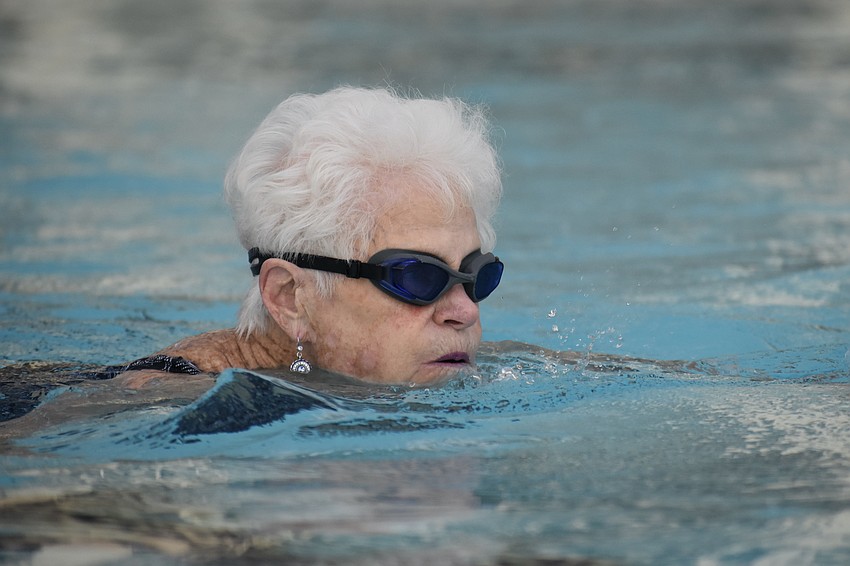 Jean Craig Flynn swims a length in the pool.