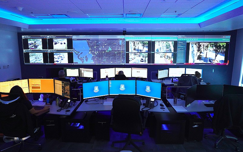 Analysts at SPD's Real Time Operations Center monitor multiple cameras, sensors and other devices spread throughout the city.
