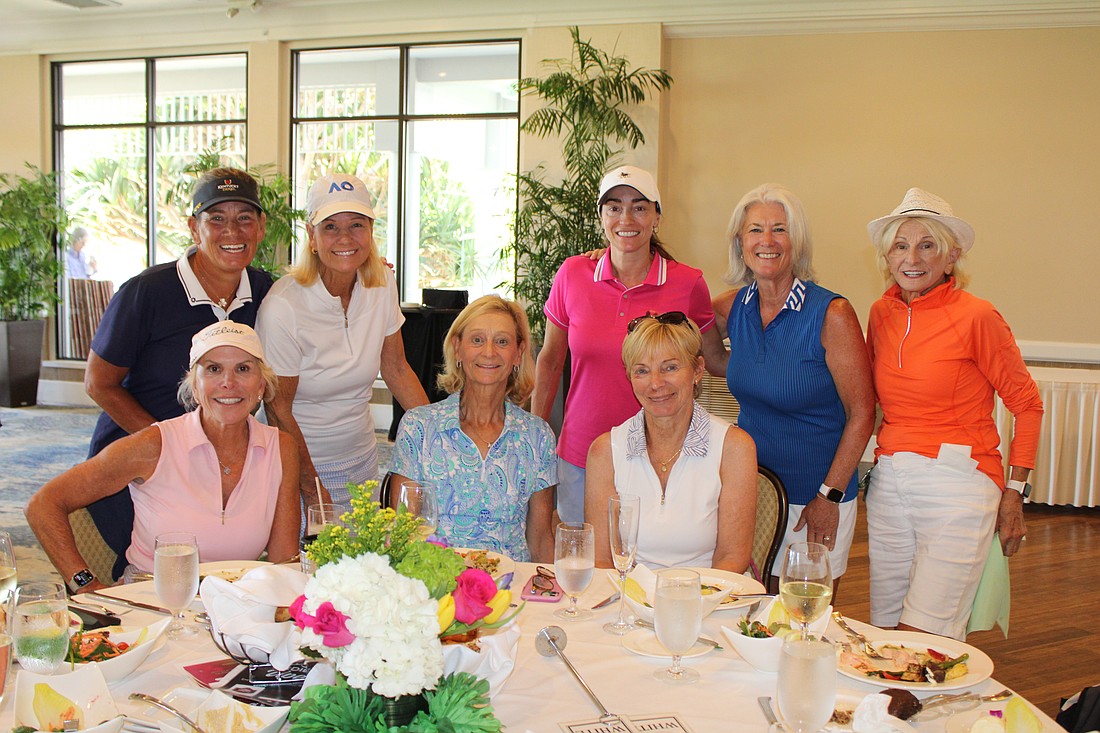 At the Women's Golf Association season farewell on April 28 at the Longboat Key Club, players enjoyed perfect golfing conditions. Pictured, Brenda Baril, Donna Newton, Jennifer Cahill, Regina Repenning, Michelle Swartz, Katie Moulton, Louise Berg and Joyce Welch.