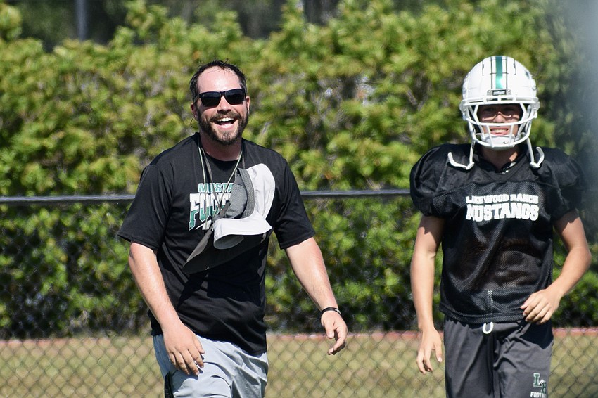 Scott Paravicini hasn't let his ongoing battle with colon cancer stop him from cracking a smile or two during Lakewood Ranch football's spring practices.