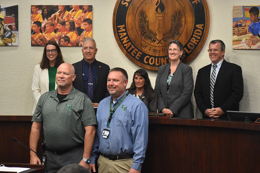 Lakewood Ranch High School's John Wilkerson, director of bands, and Dustin Dalquist, principal, are proud to be recognized for the work and love that is put into the music program by the students, staff and community.