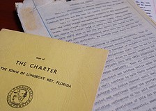 The original 1957 Longboat Key Town Charter is printed on rice paper and stored at Town Hall, along with copies of the original document printed in 1959.