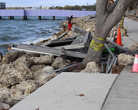 Shoreline damage at Van Wezel Performing Arts Hall is among the nearly $40 million in city recovery expenses left behind by the 2024 hurricane season.