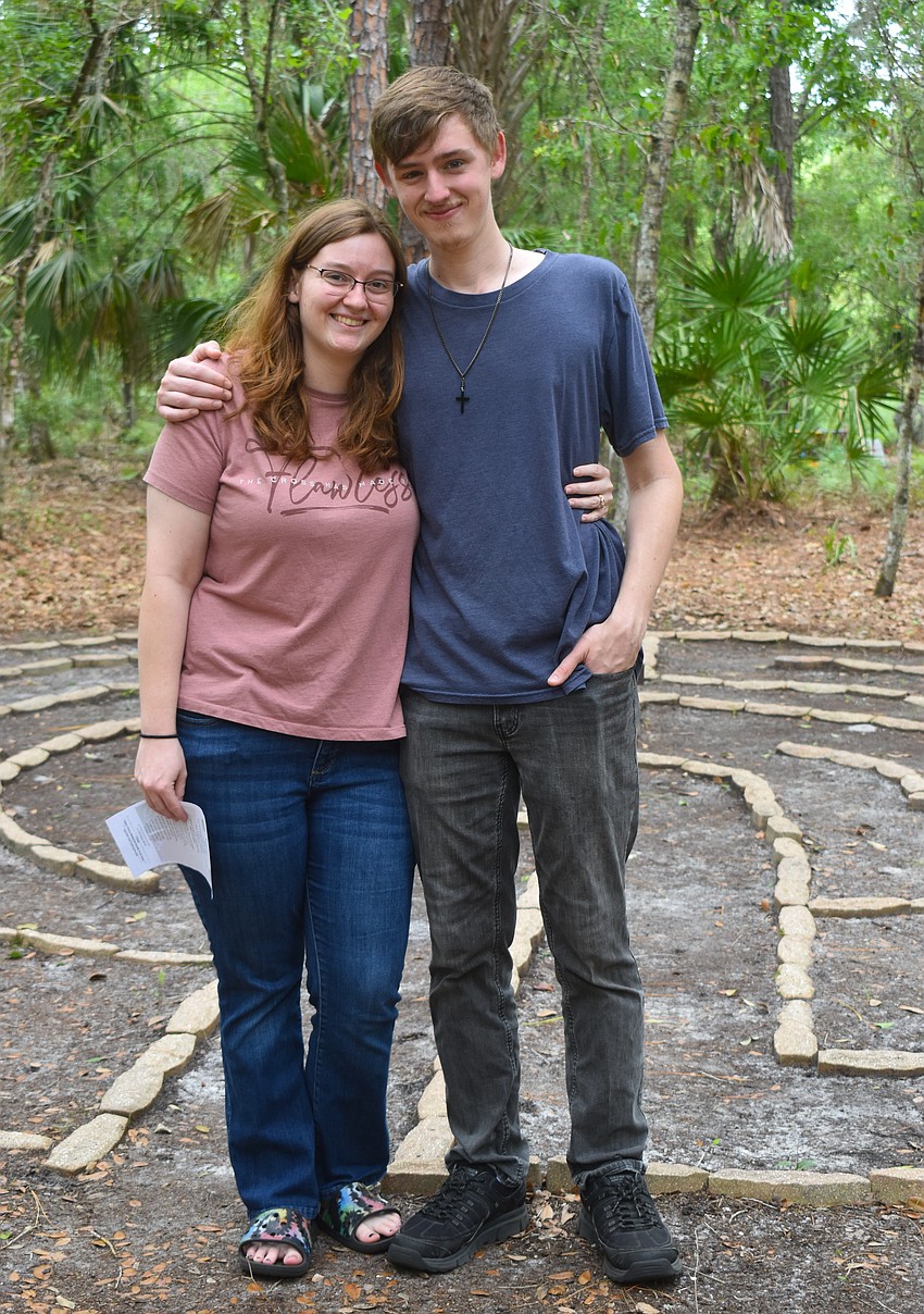 The Peaceful Path, which includes the labyrinth, is a meaningful place for Carissa and Nathan Smentowski. Creating it was Carissa's Eagle Scout project in 2022 and Nathan proposed to her there last October.