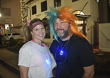 Katie Kephart and Shawn Tritschler get into the 80's spirit.