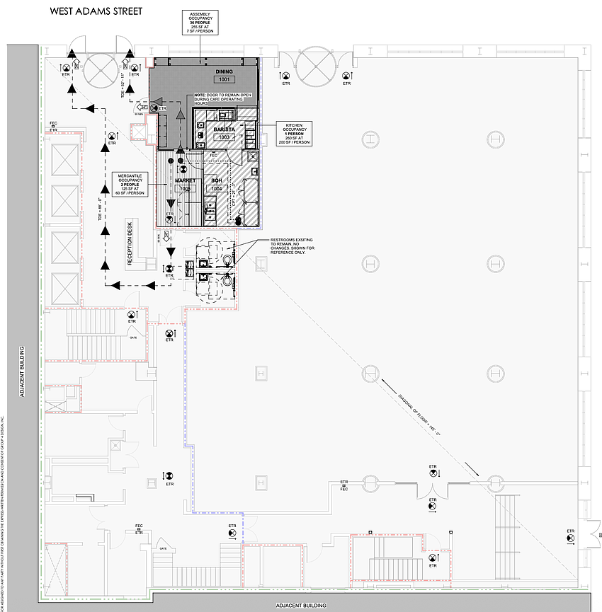 A small cafe, coffee service and market is in review for permitting in The Residences at Barnett at 112 W. Adams St. Downtown.