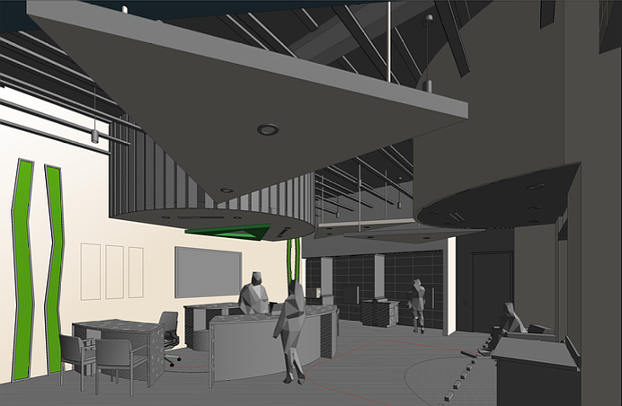 Plans for a GTE Financial office in The Palms at Gate Parkway include a graphic of the interior.