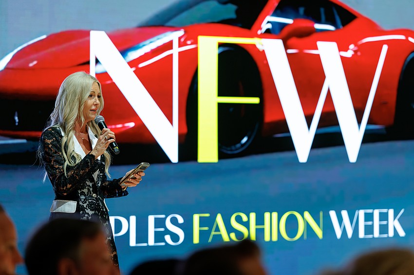 Roberta Beranek spoke at the closing Naples Fashion Week event, April 4 at Naples Ferrari.