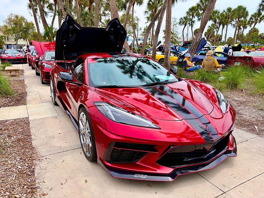 Sporty models like this 2021 Red Mist C8A caught the attention of attendees at the 28th annual Corvettes on the Circle show.