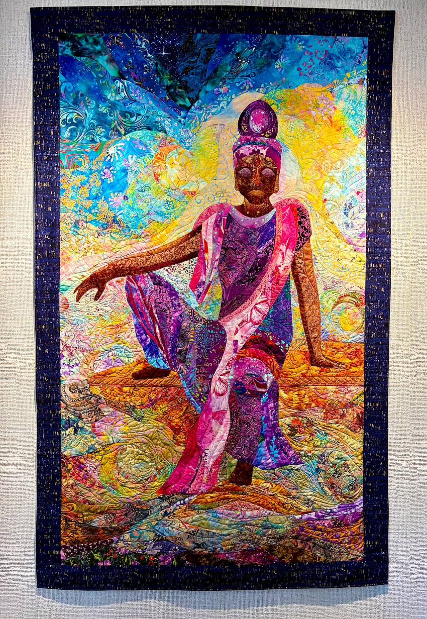 This piece depicts Quan Yin, a figure in Buddhist beliefs who embodied mercy and compassion.