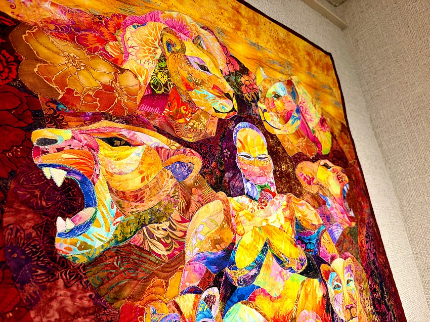 Quilter Peg Green captures the ferocity of a pack of lionesses in her depiction of the 