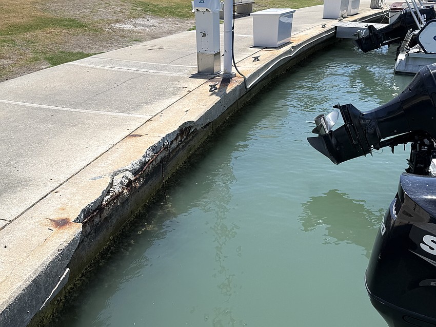 Damage to one of several portions of the seawall at Bayfront Park.